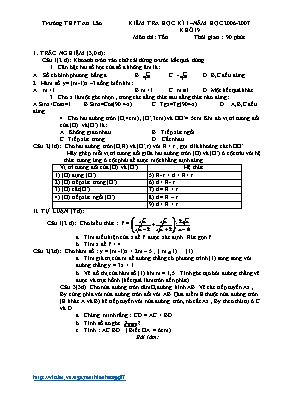 Kiểm tra học kì I  Năm học 2006 - 2007 khối 9 môn thi Toán